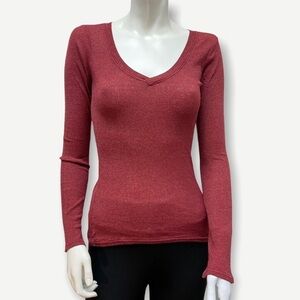 Michael STARS red‎ v-neck long sleeve OS